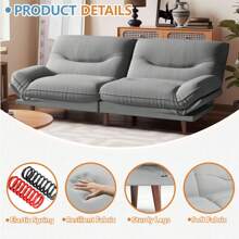 Convertible Futon Sofa Bed, Comfy Loveseat Sleeper Sofa With Adjustable Backrest Armrest, 2 Seater Twin Futon Couch For Living Room Bedroom - 灰色 - 查看 7