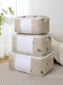 1pc Cute Bear Children's Room Bedding Storage Bag, Large Capacity Clothes & Toys Organizer, Moving Packing Bag, Dust & Moisture Proof - Multicolor - View 2