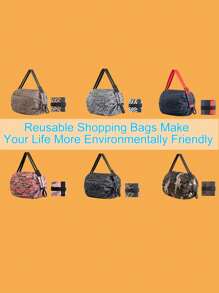 Bolsa de compras plegable y reutilizable de moda para mujeres, bolsa de tela portátil y plegable, bolsa de almacenamiento para compras de supermercado, útiles escolares y accesorios escolares