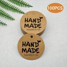 100PCS Handmade Kraft Paper Gift Tags With Letter "Handemade With Love" - For Birthday, Parties, Holidays, Wedding Decor & Crafts