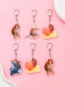 1PC Fun Cute Funny Pendant Acrylic Funny Shiba Dog Pendant Keychain, Keychain Accessories, Car Keychains, Men's Keychains, Women's Keychains, Fun Gifts, Suitable For Car Keys, Mobile Phones, Cameras, Wallets, ID Cards, Badge Cards, Wristband Keychains, Boyfriend And Girlfriend Gifts, Family Gifts, Teacher Gifts, And Employee Gifts.