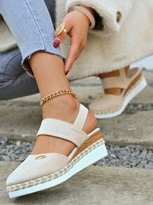 Baskets de sport casual à compensées pour femmes, convenant pour un port casual quotidien, augmentation de la hauteur - Beige - Voir 3