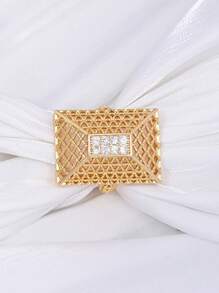 1 Pieza Anillo rectangular con zirconia chapado en oro de 18K estilo vintage, joyería de moda para mujer y hombre para uso diario y ocasiones de regalo.