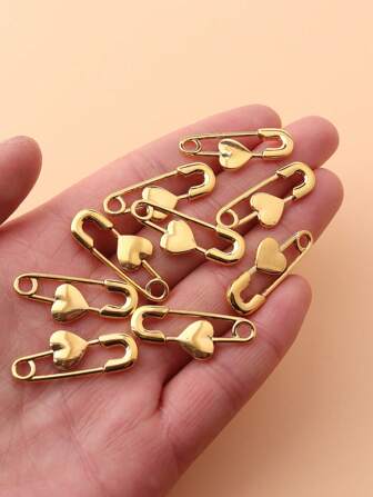 10pcs Minimalist Metal Paperclip Heart Shaped Pendant Charm, Handmade DIY Jewelry Making Accessory Supplies