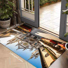 Lightweight Crystal Velvet Carpets/Mats Available In Various Size Versions, Featuring Cute Rabbit In Grass, Brown & Green Blocks, And High-Rise Castle Designs, With Warm And Vibrant Textures