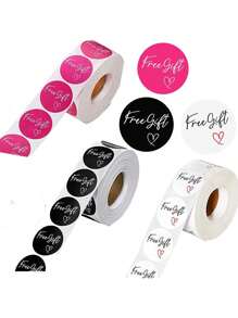 Finego 1/5Rolls (500/2500pcs) Optional 1 Inch Multicolor "Free Gift" Appreciation Stickers, Self-Adhesive Labels For Small Business, Packing, Mailing, Envelopes, And Postcards, Cute And Functional Design For Customer Gifts And Branding - Multicolor - View 6