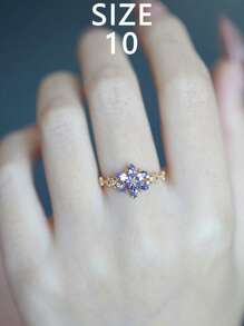 1pc S925 Sterling Silver Vintage Inspired 6-Petal Flower Cubic Zirconia Elegant Women Ring, Suitable For Daily Wear, Festivals, Parties, Jewelry Gift
