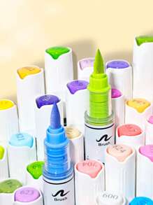 GuangNa 60/120/168color 8106 Acrylic Marker, Creative Double Head + Bicolor Design Painting Watercolor Paint Pen For Ceramic Markers, Artwork Coloring Highlighters, Wall & Painting Essential Graffiti Pen Back To School - Multicolor - View 5