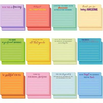 2/12/24 Pcs Employee Appreciation Sticky Notes Thank You Gifts Bulk Note Pads With Sayings Teacher Gift Mini Pocket Inspirational Notepads For Coworker Office Supply