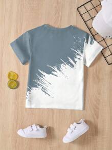 青少年男孩休闲时尚 T 恤，卡通酷炫图案短袖，四季户外服装，流行