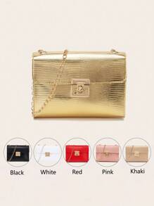 1 pezzo Borsa a tracolla a catena con stampa di lucertola e chiusura a gancio, borsa a spalla, portamonete, adatta per uso quotidiano, feste, ideale come regalo - Borsa con motivo lucertola - Visualizzare 2