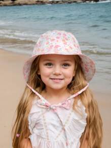 1 pieza Sombrero de sol con estampado de dibujos animados para niñas/niños mayores, sombrero tipo cubo de unicolor simple y ligero con circunferencia ajustable y cordón para el viento, adecuado para primavera y verano - 1PC - Ver 13