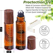 24pcs Essential Oil Roller Bottles With Scale, 1/3 Oz Amber Glass Roller Balls For Essential Oils, 10ml Empty Rollerball Bottles For Travel Refillable Roll On Perfume (Amber)