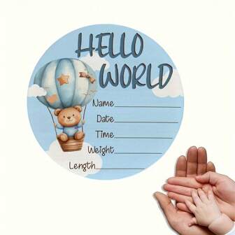 Newborn Announcement Sign,Hello World Sign, Baby Birth Announcement Sign,Name Sign For Photo Prop,New Mother Shower Nursery Gift Baby Shower Easter Gift Things For Girls/Boys