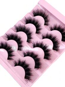 5 paires/paquet de faux cils en poils de vison naturels et moelleux, cils décoiffés charmants, faux cils 8D allongeants et volumisants, créer un effet de maquillage relevé des yeux de renard, rallonger et épaissir les cils de la partie extérieure - Noir - Voir 2