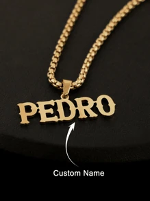 1pc Children's Customized Letter Name Necklace, Thick Chain Chain, Square Faux Pearl Pendant, Stainless Steel Bold Nameplate Necklace Personalized Jewelry Party Anniversary Gift Children's Party Children Wear Jewelry Necklace, Simple And Atmospheric, Holiday Gifts Versatile Clothes,Letter,Engraved,Ornamental,Exquisite,Stylish,Modern,Custom,Personalised,Unique,Customized,Baby Gifts,Ideal Gifts For Him,Ideal Gifts For Her,Son,Daughter