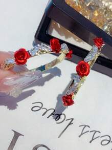 1 Paar stilvolle und süße Rosen-Ohrringe zum täglichen Tragen für weibliche Liebhaber (ohne Kartonunterlage)