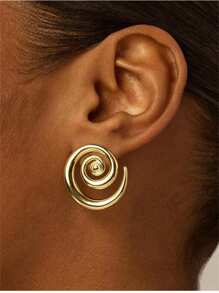 Huge Tomato 1 Pair Of Statement Spiral Earrings With S925 Sterling Silver Pin | Geometric Drop Stud Earrings Retro | Vintage Boho Twisted Dangle Drop Earrings For Women Girls Gift