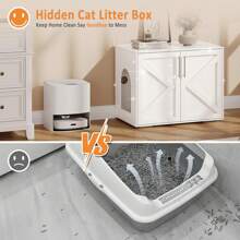 Danolapsi Cat Litter Box Enclosure,Hidden Litter Box Furniture With Double Room,Wooden Litter Box Enclosure Furniture,Indoor Cat House Cat Washroom Furniture Side End Table TV Stand - White - View 6