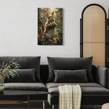 1 lienzo enmarcado para pared, bonito póster con estampado artístico divertido de conejo de Pascua, regalo ideal para dormitorio, sala de estar, pasillo, dormitorio, decoración de pared