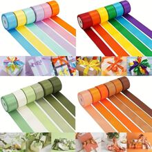 6 rolos de fita de cetim dupla face de 2,5 cm de largura e 27 metros de comprimento, multicolorida, para embrulho de presentes, buquês, laços de cabelo, artesanato, Natal, Páscoa e festas (6 conjuntos opcionais). Ideal para presentes de aniversário, formatura, decoração de Natal e decoração natalina para casa. - Multicolorido - Ver 3