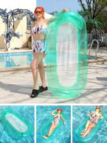 1 Set Inflatable Pool Floats, Sunbathing Water Backrest Lounger With Foot Pedal Inflatable Pump, Beach Sun Tanning Floating Raft, Fine Mesh Design To Ensure Entire Body Is Submerged In Water, PVC Wear Resistant Material, Floating Mattress Mat For Rivers And Lakes With Pillow, Water Hammock, Air Couch, Floating Chair Raft, Private Pool Lounger For Adults Ladies Men Summer Water Parties And Entertainment Vacations Resting, Beach Essentials, Beach Accessories - Multicolor - View 10