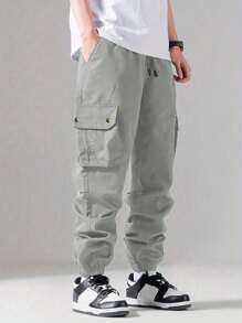 Shendy Vendy Pantalones Jogger Con Puños Y Cintura Elástica Con Cordón Y Bolsillos Inclinados Sueltos Para Hombre