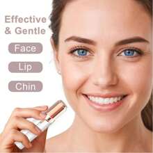 Facial Hair Removal For Women, Mini Hair Remover, Electric Razor Shaver Portable Bikini Epilator For Lips, Chin, Armpit, Peach Fuzz, Fingers, Neck, Cheek And USB Rechargeable (Gold &Red &White) - 白色 - 查看 6