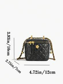 Mini Luxurious Women's Square Handbag, Embroidered Rhombus Textured Box Bag, Flap Design Ladies' Shoulder Bag, Adjustable Chain Crossbody Bag, Suitable For Dating, Afternoon Tea, Vacation, Casual, Shopping, Coin Purse, New Ladies' Purse