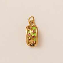 1pc Stainless Steel Plated Gold Drip Paint Multi-Element Pendant Necklace, Christmas Tree, Donut, Football, Roller Skate Charms, Suitable For DIY Necklace And Bracelet