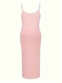 tooluck Women's Solid High Waisted Stretchy Bodycon Maternity Dress Women's Sleeveless Maternity Maxi Dresses For Women - Hồng - Xem 3