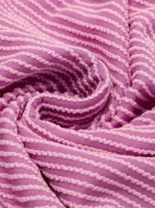 ASVIVID Summer Casual Ribbed Knit Loose T-Shirt And Shorts Set - Hot Pink - View 11