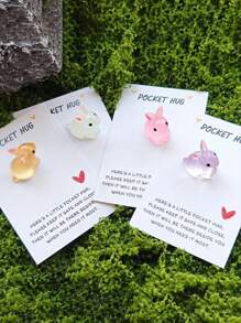 Set de 5 abrazos brillantes en la oscuridad de conejitos de Pascua - Tarjeta inspiradora divertida, Charm de resina de conejito como decoración emotiva para cumpleaños, bodas, fiestas, Pascua, Día de San Valentín, Día de la Madre, Día del Padre