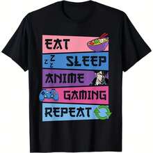 Eat Sleep Anime Gaming Repeat Otaku Anime Manga Gamer T-Shirt