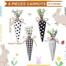 8 件复活节胡萝卜布制胡萝卜玩具人造胡萝卜乡村无纺布填充胡萝卜适用于农舍春季复活节篮子装饰花瓶填充装饰分层托盘装饰 4 种款式