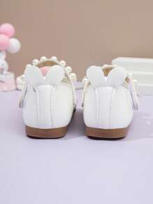 Scarpe da principessa per ragazze con decorazione a fiocco in PU e lacci con finte perle, versatili per uso interno ed esterno, di moda