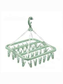 1pc multifunctionele opvouwbare hangende kledingrek met 32 clips, multifunctionele waslijn, sokkenclips, droogrek voor thuis en studenten