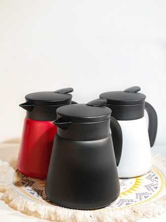 1pc 304 Stainless Steel Coffee Pot With 12-24 Hours Heat Preservation, 680ml Double Layered European Style Vacuum Coffee Pot With Button For Coffee, Beverages, Tea, Juice, Hot Or Cold Drink