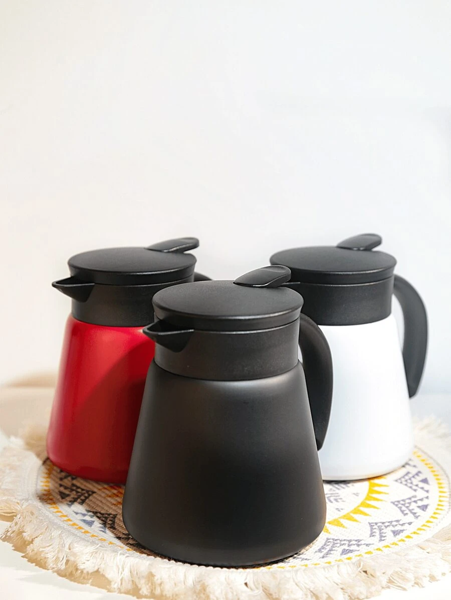 1pc 304 Stainless Steel Coffee Pot With 12-24 Hours Heat Preservation, 680ml Double Layered European Style Vacuum Coffee Pot With Button For Coffee, Beverages, Tea, Juice, Hot Or Cold Drink - Multicolor - View 1