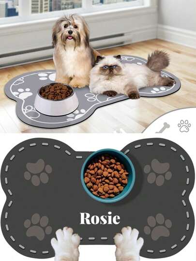 Alfombra de alimentación de silicona personalizable para mascotas con base de goma antideslizante, adecuada para perros - Tamaño grande, duradera, fácil de limpiar