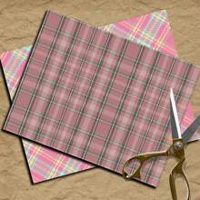 12 张粉色格子图案纸，复古风格欧洲花卉和植物设计，创意剪贴簿，办公室，学生，派对装饰，DIY 贺卡，礼品盒，爆炸盒材料，学校用品，返校