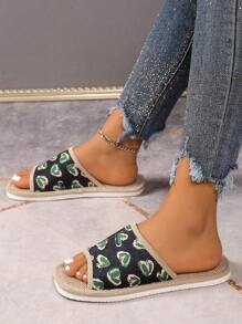 Women's Linen House Slippers, Summer Indoor Floor Anti-Slip Thick Sole Linen Slippers, Soft Bottom