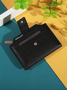 复古纯色短款钱包 便携式双折零钱包 女士信用卡夹钱包 钱包 迷你钱包 小钱包 - 黑色 - 查看 5