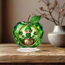 2D Flat Acrylic St Patricks Day Desktop Ornament Leprechaun Lucky Shamrock Spring Decorations For Irish Party Table Bookshelf Home Party