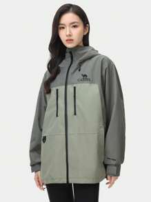 CAMEL Unisex Windproof Jacket, Spring And Summer Hard Shell Windproof Waterproof Jacket, Jacket Stormproof Mountaineering Clothing, Suitable For Outdoor Camping, Hiking, Mountaineering - Gunmetal Grey/Pale Green - View 2