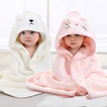 2pcs/Set High Quality Multifunctional Baby Bathrobe, Baby Animal Face Hooded Bath Towel, Unique Animal Design Baby Cloak Super Soft, 2 Pieces Affordable Changeable, Baby Wrapping Towel, Swaddling Blanket, Baby Gift