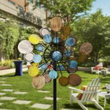 1 szt. lub hurtowo 4 sztuki metalowego wiatraka, zewnętrzna kinetyczna rzeźba, dekoracja palika ogrodowego bez prądu, kolorowa sztuka ogrodowa zasilana wiatrem, idealny prezent świąteczny