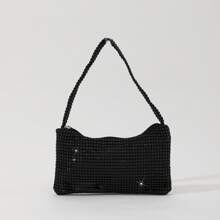 Rhinestone Evening Bag Bling Purse Underarm Bag Sparkly Diamond Shoulder Bag Clutch Purses For Women Party Club Wedding Prom - 黑色 - 查看 4
