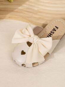 Cute Kids Bow Decor Flat Summer Slippers - Beige - View 6
