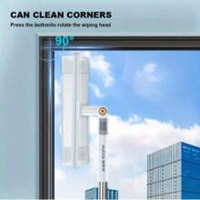 Joybos® 1pc 52.95inch Glass Cleaning Brush With Long-Handled, 2-In-1 Double-Sided Stick Window Cleaner Squeegee Kit, Reusable, Effortless, No Power Needed, Window Cleaning Without A Ladder, Cleaning For Glass, Walls, Floors, And Outdoor Surfaces - White - View 4